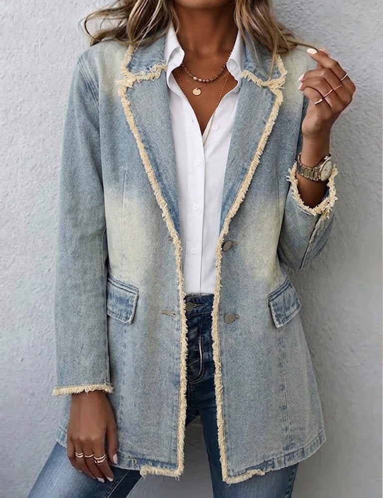 Hannah | Oversized blazer i vintage-stil med rå kanter