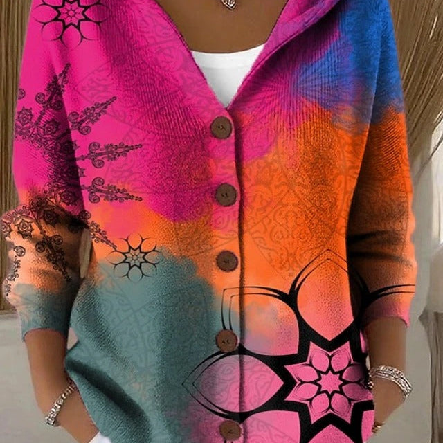 Paloma – Mønstret cardigan med hette