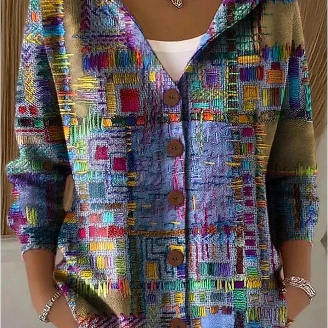 Paloma – Mønstret cardigan med hette