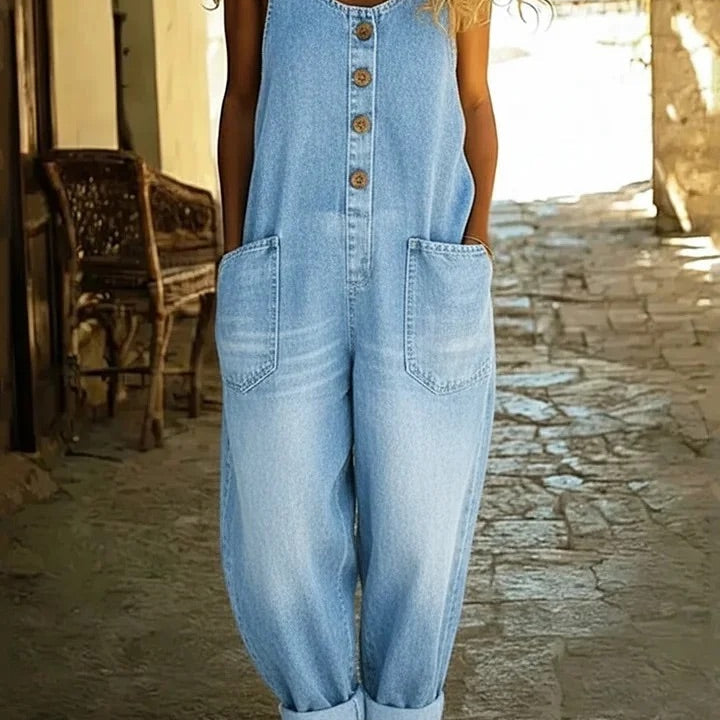 Kinga – Vintagevasket denimjumpsuit