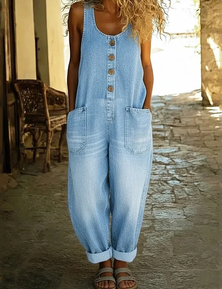 Kinga – Vintagevasket denimjumpsuit