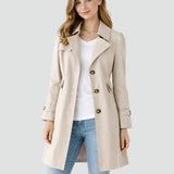 Trenchcoat for dame med klassisk krage og knapper