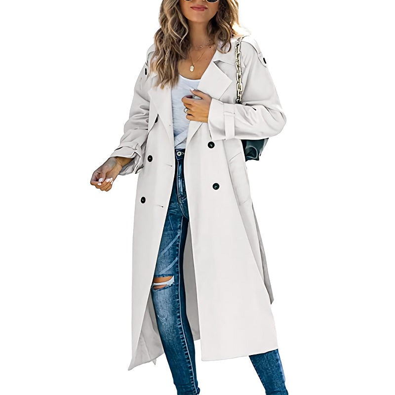 Tiziana – Lang trenchcoat med knapper og belte – 1