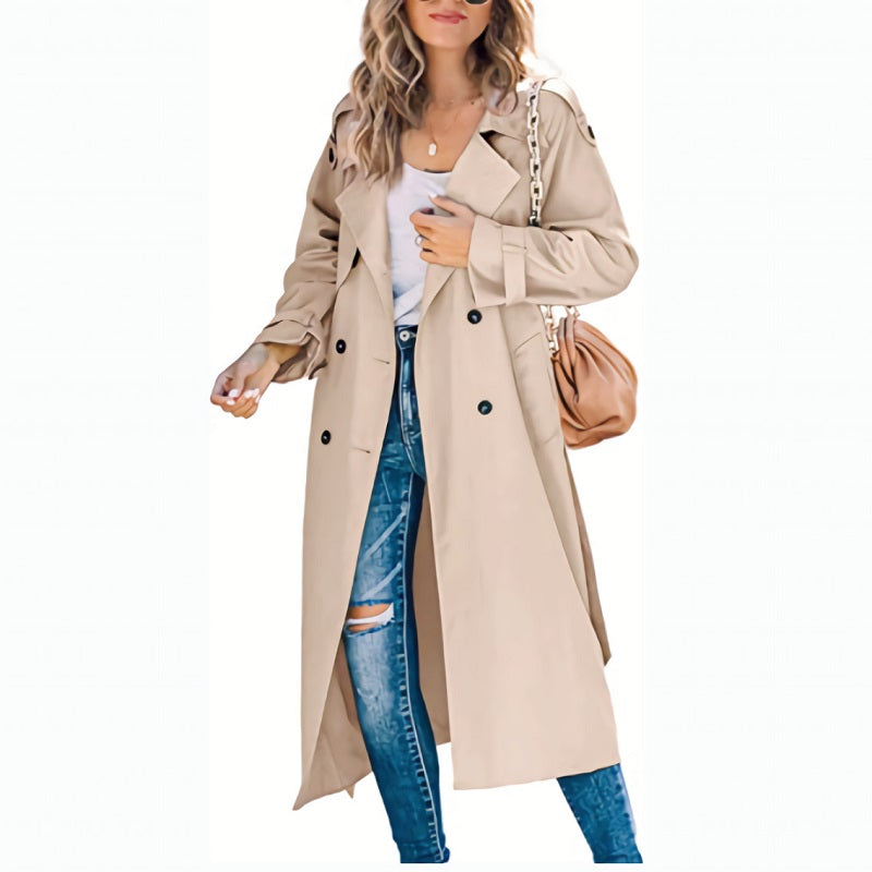 Tiziana – Lang trenchcoat med knapper og belte – 3