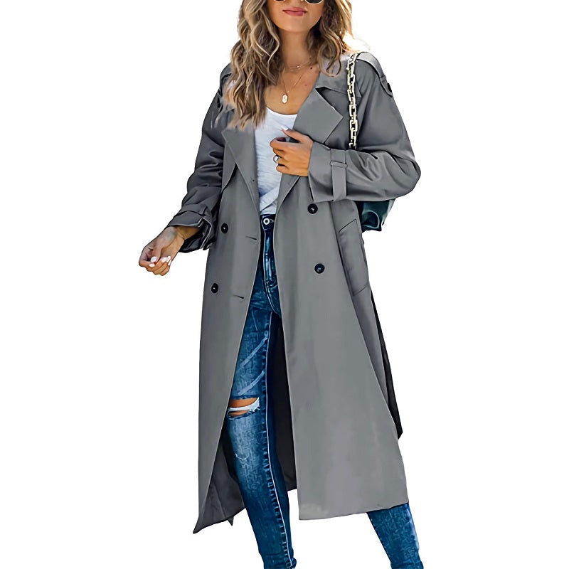 Tiziana – Lang trenchcoat med knapper og belte – 4