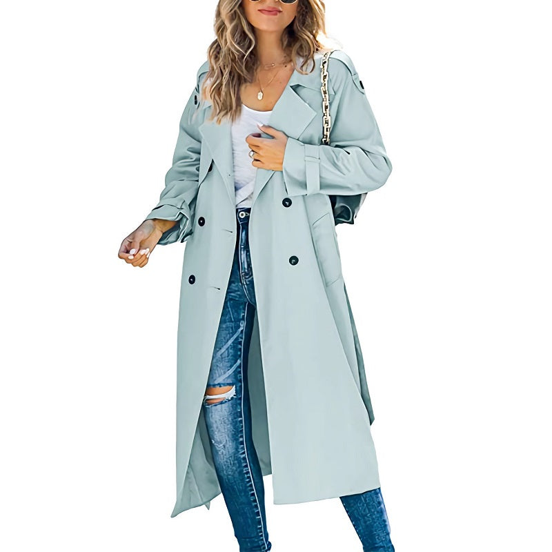 Tiziana – Lang trenchcoat med knapper og belte – 5