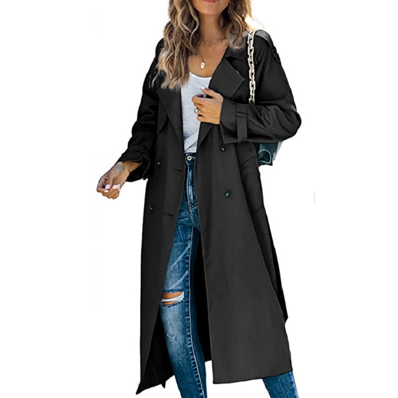 Tiziana – Lang trenchcoat med knapper og belte – 6