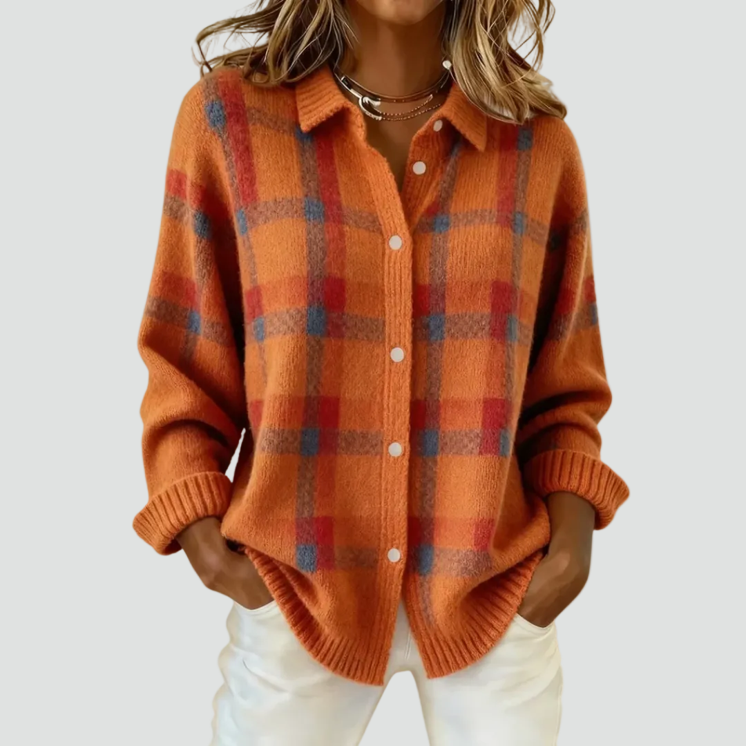 Candida – Rutete cardigan med knapper