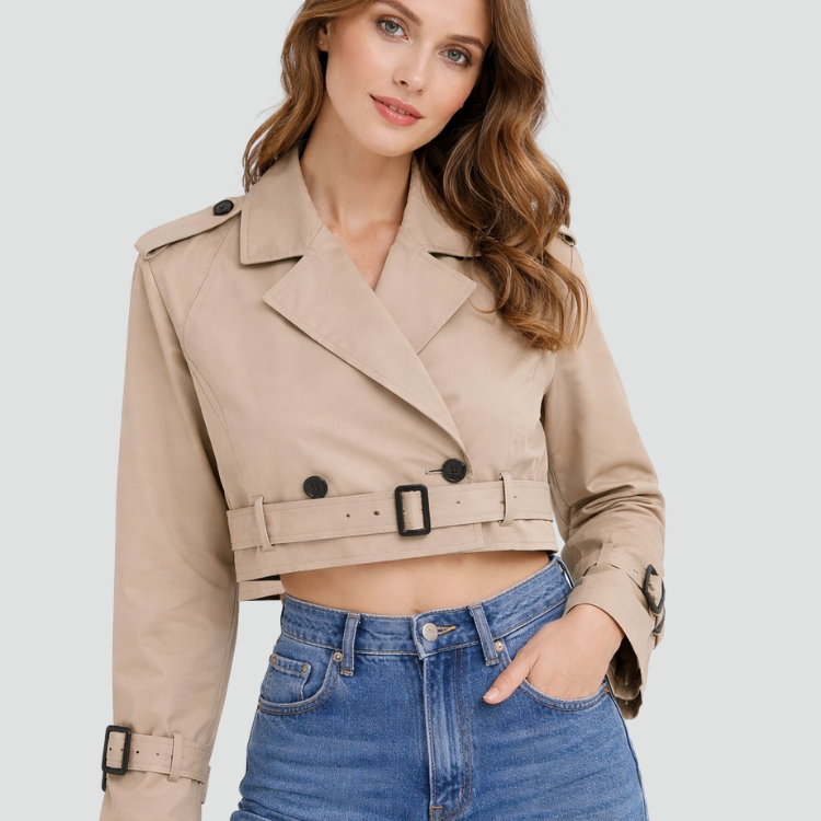Zelia – Kort trenchcoat med belte – 1
