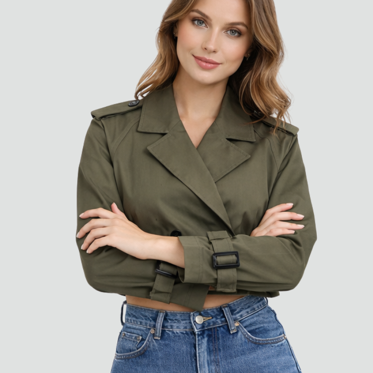 Zelia – Kort trenchcoat med belte – 3
