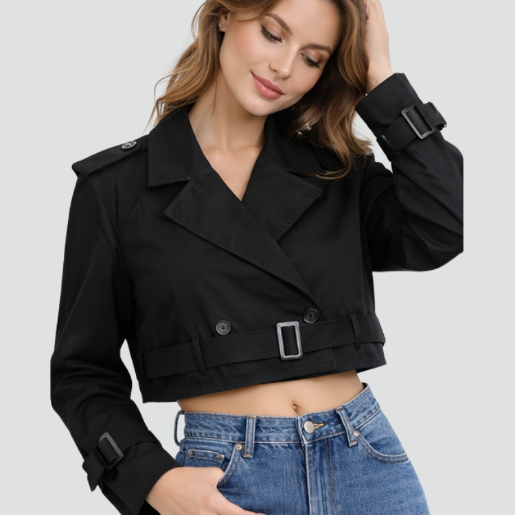 Zelia – Kort trenchcoat med belte – 5