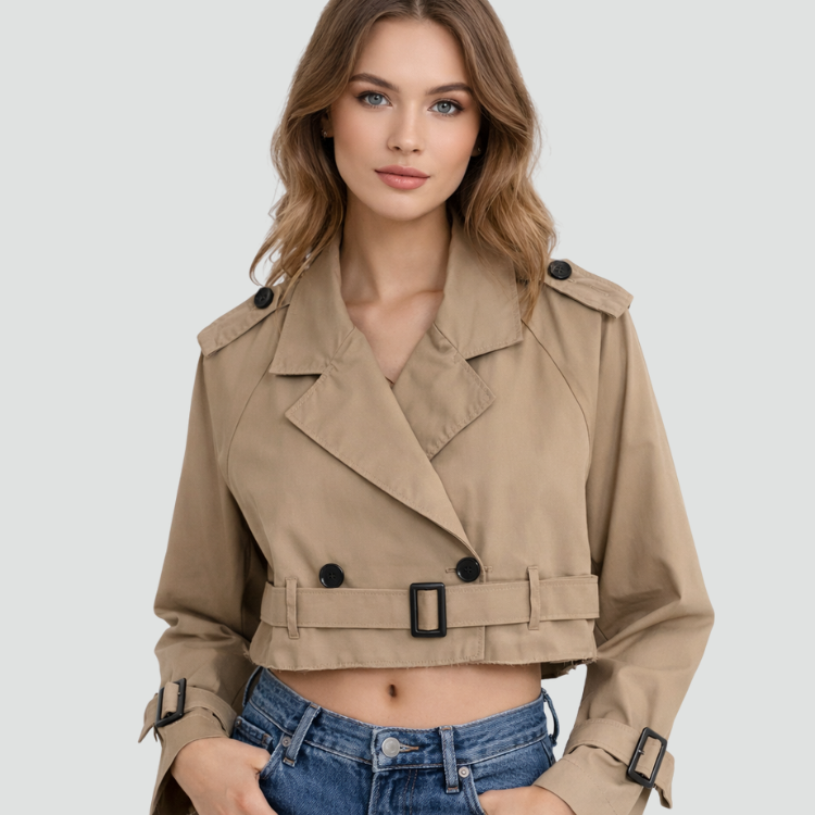 Zelia – Kort trenchcoat med belte – 6