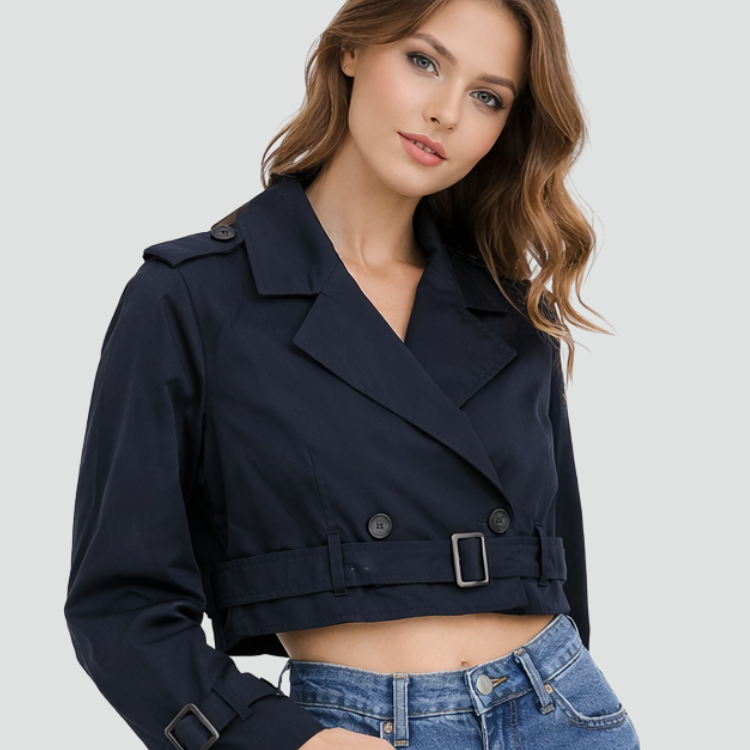 Zelia – Kort trenchcoat med belte – 8